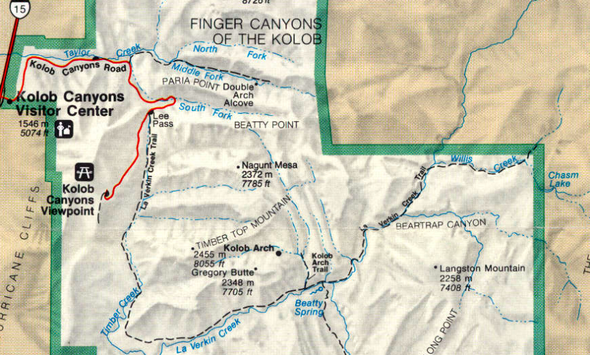Kolob Arch Trail Map
