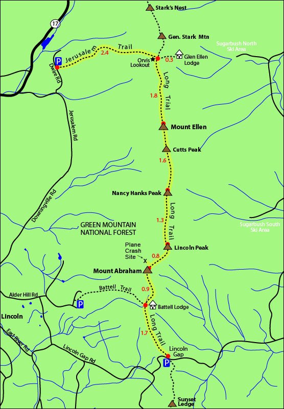 Mount Abraham and Mount Ellen Trail Map