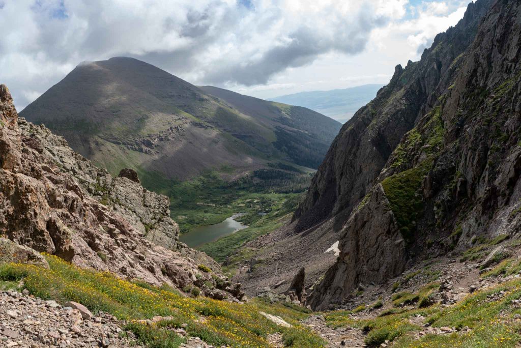 Looking down at the trail from Broken Hand Pass