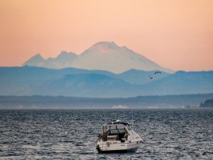 A fisherman in the Puget Sound in Washington, USA.