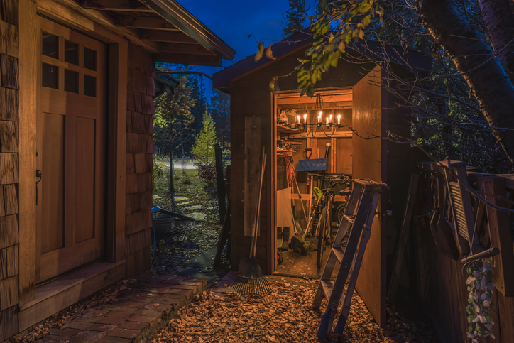 Storage Shed with Candelabra