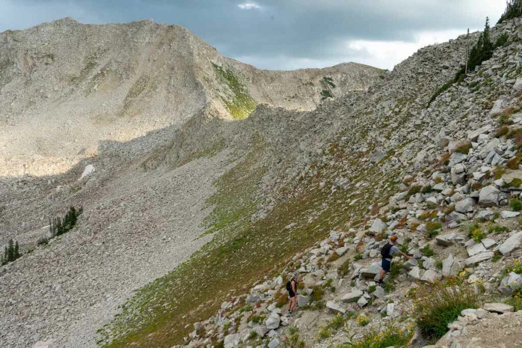 The trail heading up towards the ridge above Red Pine lake