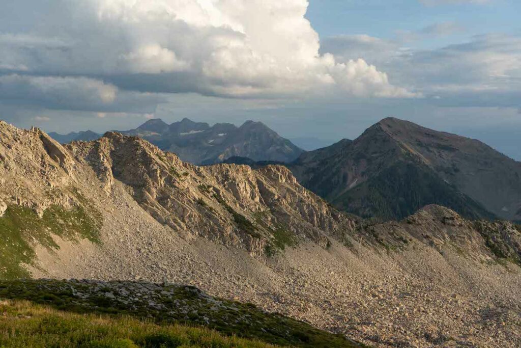 Views of Box Elder Peak and Mount Timpanogos in the far back