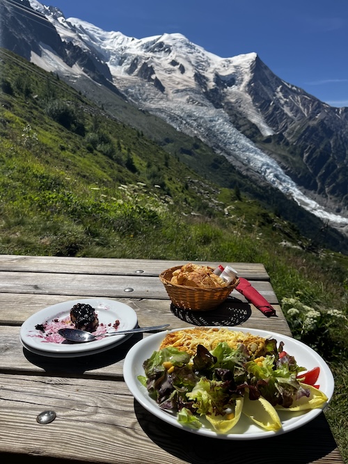 Omelette, Salad, and Pie at Refuge du plan de l'aiguil