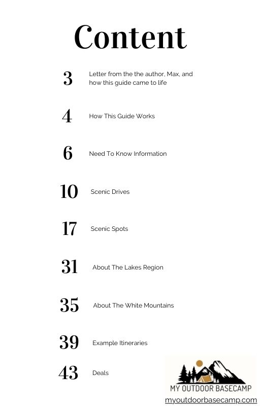 Table of Contents Page