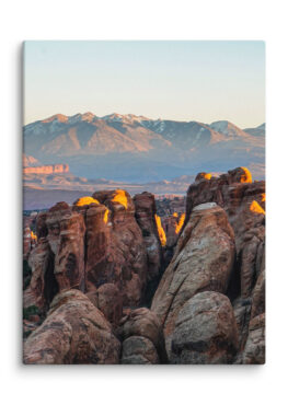 Canvas Print: The La Sal Mountains from within Arches National Park